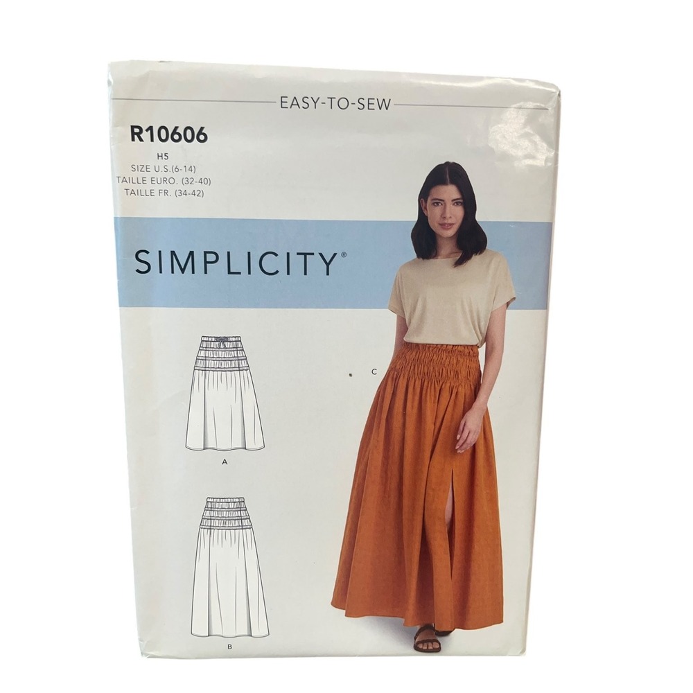 Simplicity Sewing Pattern Misses 6-14 R10606 Skirt Elastic Gathers Easy Sew